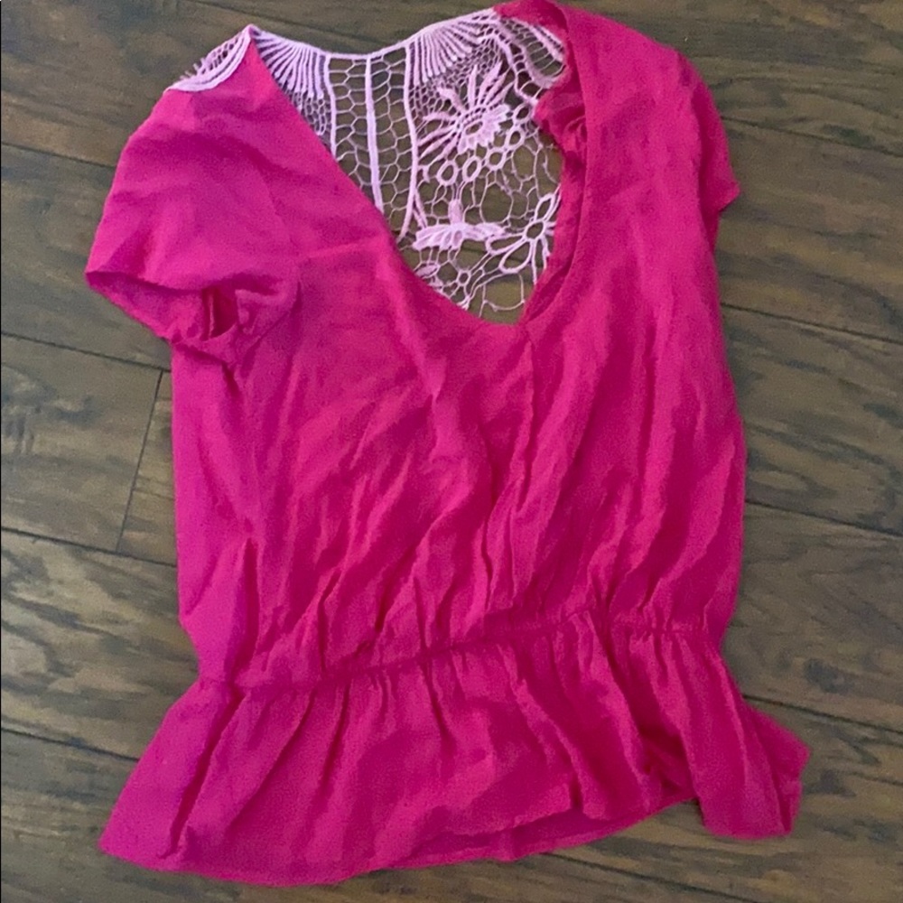 Pink lace back top